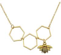 Collana con ciondolo a forma di ape, esagonale, a nido d'ape, idea regalo per donne, adolescenti, comoda da maneggiare