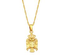 Collana Con Ciondolo A Forma Di Aquila Della Serbia - Fascino Totem Serbo A Catena Sottile Gioielli Patriottici Delicati, Stile Etnico Hip-Hop Donne Uomini Ragazze Regali Unisex,Giallo,Taglia Uni