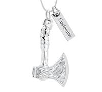 Collana con ciondolo a forma di ascia per cremazione, amuleto, con catena in acciaio inox, urna per ceneri commemorative, Acciaio inossidabile, Nessuna pietra preziosa