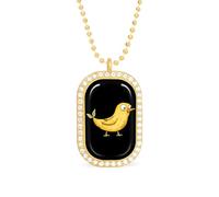 Collana con ciondolo a forma di banana con uccellino, alla moda, con bordo bianco, lega metall