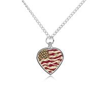 Collana con ciondolo a forma di bandiera degli Stati Uniti con urna mimetica del deserto per ceneri a forma di cuore, collana commemorativa per animali domestici