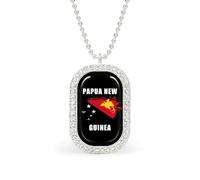 Collana con ciondolo a forma di bandiera della Papua Nuova Guinea, gioiello alla moda, con bordo bianco, lega metall