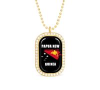 Collana con ciondolo a forma di bandiera della Papua Nuova Guinea, gioiello alla moda, con bordo bianco, lega metall