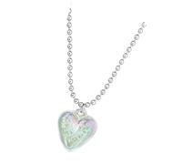 Collana con ciondolo a forma di bolla d'amore in titanio con catena di estensione, accessorio alla moda, accessorio alla moda per lei, elegante collana in acciaio al titanio con ciondolo a forma di