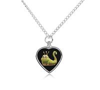 Collana con ciondolo a forma di bruco molto affamato per ceneri a forma di cuore, collana commemorativa per animali domestici