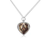 Collana con ciondolo a forma di bulldog francese per ceneri a forma di cuore, collana commemorativa per animali domestici