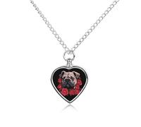 Collana con ciondolo a forma di bulldog inglese con rose, per ceneri e cuore, collana commemorativa per animali domestici