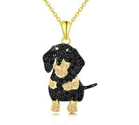 Collana con ciondolo a forma di cane, in argento Sterling 925, 24 razze, corgi, husky, labrador, pastore, da donna, Argento sterling, Zirconia cubica