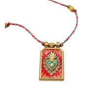 Collana con ciondolo a forma di carta dei tarocchi ispirata all'epoca con motivi unici in stile retrò artistico per le donne con pietre preziose blu ornamento, Misura unica, come descritto, come