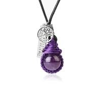 Collana con Ciondolo A Forma di Cerchio con Pietre Preziose E Cristalli,Ciondolo con Perline Chakra Avvolte In Filo Metallico E Cordino Regolabile con Albero Della Vita,Girocollo con Ciondolo In Piet