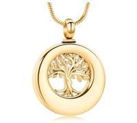 Collana con ciondolo a forma di cerchio della vita, in acciaio inox, per conservare le ceneri, Acciaio inossidabile, Nessuna pietra preziosa