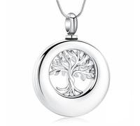 Collana con ciondolo a forma di cerchio della vita, in acciaio inox, per conservare le ceneri, Acciaio inossidabile, Nessuna pietra preziosa