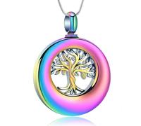 Collana con ciondolo a forma di cerchio della vita, in acciaio inox, per conservare le ceneri, Acciaio inossidabile, Nessuna pietra preziosa
