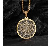 Collana con ciondolo a forma di cerchio, stile retrò, punk, con sette angeli di Salomone, sigillo magico, da uomo, alla moda, idea regalo
