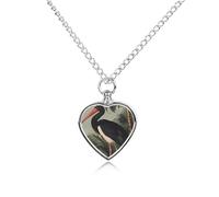 Collana con ciondolo a forma di cicogna su urna nera per ceneri a forma di cuore, collana commemorativa per animali domestici
