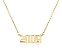 Collana con ciondolo a forma di cifra in acciaio inossidabile per donne e ragazze 1980-2020