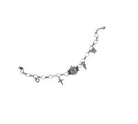 Collana con ciondolo a forma di clavicola in lega con catena a forma di clavicola in stile vintage, resistente, con dettagli in vetro, Viola, misura unica