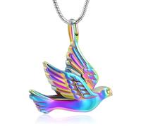 Collana con ciondolo a forma di colomba della pace, con mini urna commemorativa per ceneri, Acciaio inossidabile, Nessuna pietra preziosa