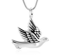 Collana con ciondolo a forma di colomba della pace, con mini urna commemorativa per ceneri, Acciaio inossidabile, Nessuna pietra preziosa