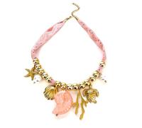 Collana con ciondolo a forma di conchiglia, regolabile, ispirata al mare, leggera, per abiti da spiaggia, idea regalo, collana in ceramica con cordino in poliestere