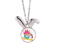 Collana con ciondolo a forma di coniglietto a doppia testa, con scritta "Happy Carnevale di Venezia"