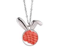 Collana con ciondolo a forma di coniglietto con bistecca e carne cruda, idea regalo