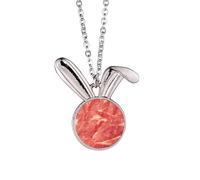 Collana con ciondolo a forma di coniglietto con carne cruda e cibo, idea regalo