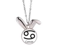 Collana con ciondolo a forma di coniglietto con costellazione del cancro, giugno luglio, idea regalo