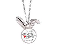 Collana con ciondolo a forma di coniglietto con cuore e scritta "I Can Melt My Grandma's Heart", idea regalo