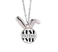 Collana con ciondolo a forma di coniglietto con frase in lingua inglese "Best Friend Ever", idea regalo