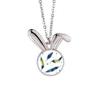 Collana con ciondolo a forma di coniglietto con piuma, colorata, idea regalo