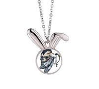 Collana con ciondolo a forma di coniglietto con scheletro indiano, piuma, idea regalo