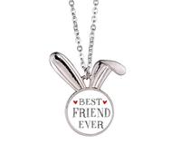 Collana con ciondolo a forma di coniglietto con scritta "Best friend ever", idea regalo