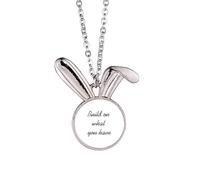 Collana con ciondolo a forma di coniglietto con scritta "Build On What You Have Inspiration", idea regalo