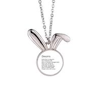Collana con ciondolo a forma di coniglietto con scritta "Hold Fast To Dreams", idea regalo