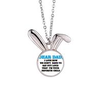 Collana con ciondolo a forma di coniglietto con scritta in lingua inglese "Dear Dad", idea regalo
