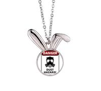 Collana con ciondolo a forma di coniglietto con simbolo di pericolo di polvere, idea regalo