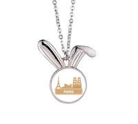 Collana con ciondolo a forma di coniglietto con simbolo giallo francese di Parigi, idea regalo