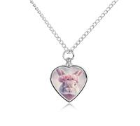 Collana con ciondolo a forma di coniglietto fata per ceneri a forma di cuore, collana commemorativa per animali domestici