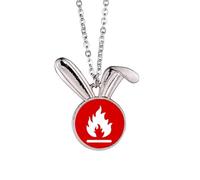 Collana con ciondolo a forma di coniglietto rosso fuoco quadrato con segno di avvertimento