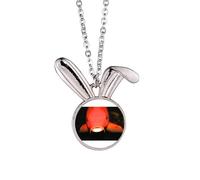 Collana con ciondolo a forma di coniglio con pesci rossi e organismi marini, idea regalo