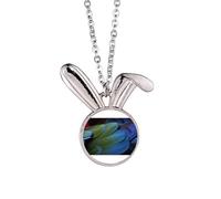 Collana con ciondolo a forma di coniglio con piuma di uccello, idea regalo