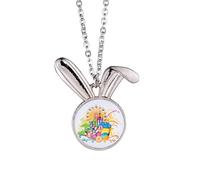 Collana con ciondolo a forma di coniglio, con ruota panoramica, castello, parco divertimenti, idea regalo