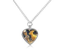Collana con ciondolo a forma di coniglio e cervo sulla luna, per ceneri di animali domestici, cagnolino, cremazione, ricordo commemorativo