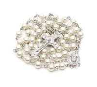 Collana con ciondolo a forma di croce cattolica, rosario, medaglietta e crocifisso, gioielli in Terra Santa, regali religiosi, unisex, rosario, collana cattolica per uomini e donne, Misura unica, come