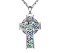 Collana con ciondolo a forma di croce celtica, in argento Sterling 925, gioiello irlandese, protezione religiosa, regalo per uomini e donne