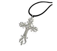 Collana con ciondolo a forma di croce cristiana cattolica, in argento Sterling, stile vintage
