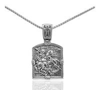 Collana con ciondolo a forma di croce in lega con ciondolo a forma di croce di San Giorgio, con incisione di rune protettive, gioiello cattolico cristiano, simbolo di coraggio e fede