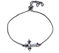 Collana con ciondolo a forma di croce multicolore con zirconia cubica, per ragazze e ragazze