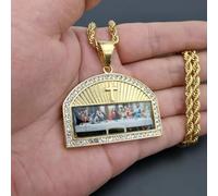 Collana con ciondolo a forma di croce pasquale l'ultima cena, collana con ciondolo vintage alla moda per uomini e donne, amuleto gioielli accessori regalo